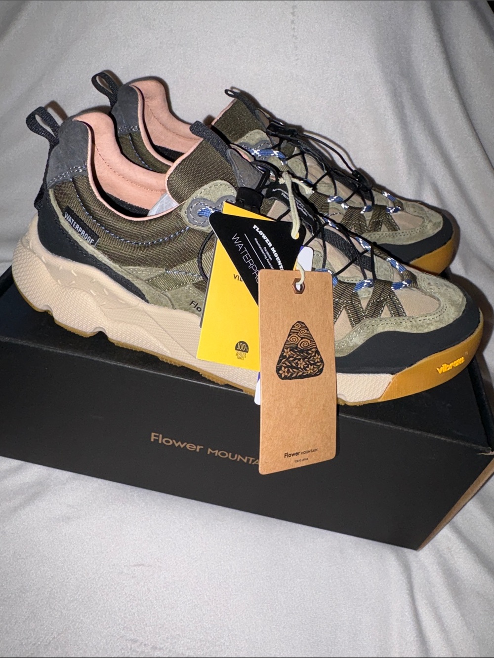 NWT Flower Mountain IWANO 2 UNI Suede and technical fabric sneakers - Military - Picture 11 of 16